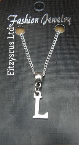 18" or 24 Inch Chain Necklace & Alphabet Letter L Pendant - Name Initial Gift