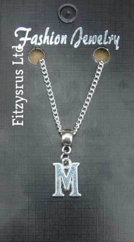 18" or 24 Inch Chain Necklace & Alphabet Letter M Pendant / Charm Name Initial