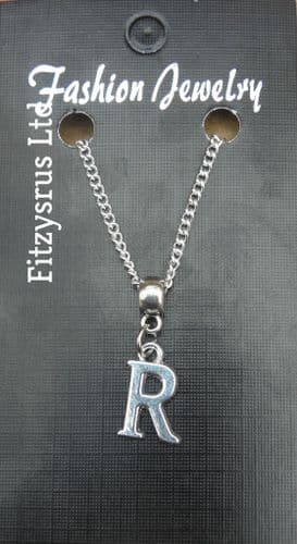 18" or 24 Inch Chain Necklace & Alphabet Letter R Pendant / Charm - Name Initial
