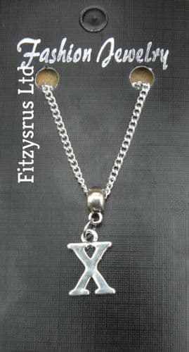 18" or 24 Inch Chain Necklace & Alphabet Letter X Pendant / Charm Name Initial