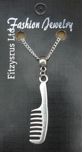 18" or 24 Inch Chain Necklace & Comb Hair Brush Pendant Hairdresser Barber Charm