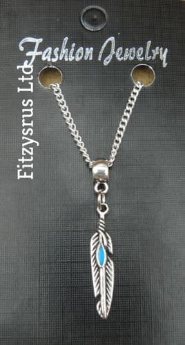 18" or 24 Inch Chain Necklace & Feather Pendant / Charm - Gift Souvenir - New