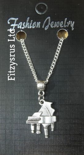 18" or 24" Inch Chain Necklace & Grand Piano Charm Pendant Gift Souvenir - New