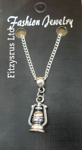 18" or 24 Inch Chain Necklace & Lantern Pendant Charm Miner Mining Miners Lamp