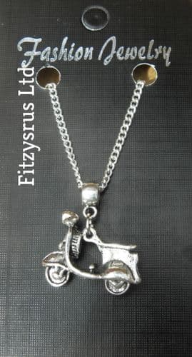 18" or 24 Inch Chain Necklace & Mod Scooter Pendant Mods Vespa Lambretta Style