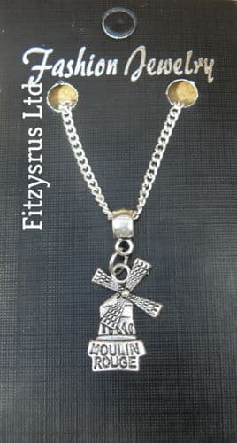18" or 24 Inch Chain Necklace & Moulin Rouge Windmill Pendant / Charm Gift New