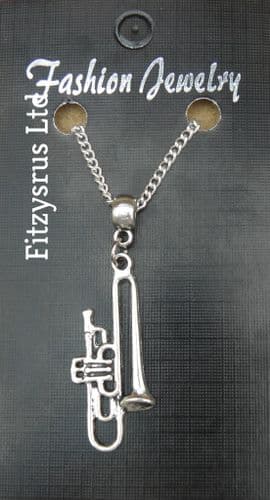 18" or 24 Inch Chain Necklace & Trumpet Pendant Charm Musician Gift Souvenir New