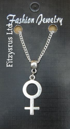 18" or 24 Inch Necklace & Female Symbol Charm / Pendant - Lesbian Gay Pride Sign