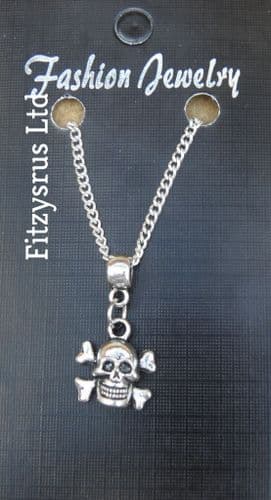 18" or 24 Inch Necklace & Skull & Crossbones Pendant Goth Gothic Emo Biker Gift