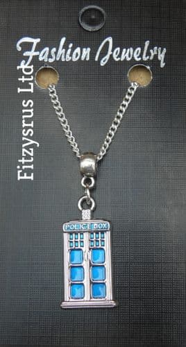 18" or 24" Inch Tardis Police Box Pendant Charm & Fine Chain Necklace Brand New