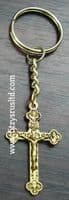 2 PCS x Cross Crucifix Jesus Christ Keyring Holy Catholic Goldtone Key Ring