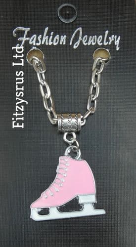 20" 24" Inch Chain Necklace & Pink Ice Skate Pendant Charm Skating Souvenir Gift