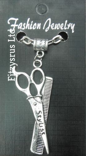 20" 24" Inch Chain Necklace & Stylist Pendant Hairdresser Barber Scissors & Comb