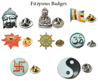 8 Piece Buddhist Pin Badge Set Buddha Symbol Collection
