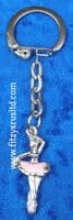Ballet Ballerina Keyring Dancer Dancers Silver & Pink Colour Key Ring