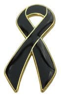 Black Awareness Ribbon Pin Badge Brooch