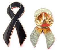 Black Awareness Ribbon Pin Badge Brooch