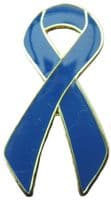 BLUE AWARENESS RIBBON PIN BADGE BROOCH