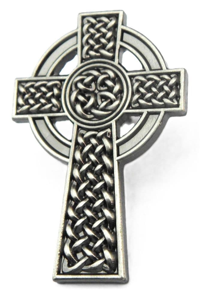Celtic Cross Pin Badge Kroaz Geltek Brooch Gaelic Celt