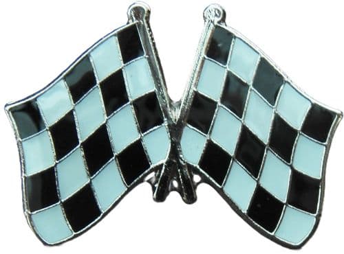 Chequered Black & White Flag Pin Badge Car Motor Racing Brooch