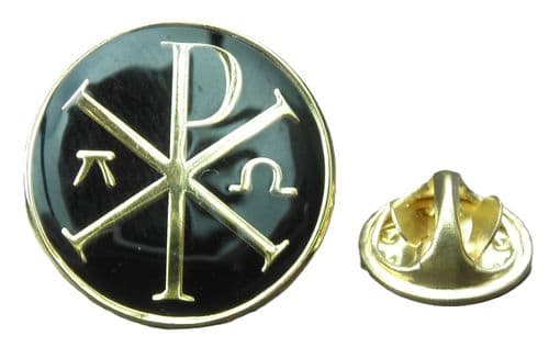 Chi-Rho with Alpha-Omega Pin Badge Christian Chi Rho Symbol Brooch