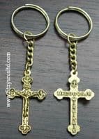 Crucifix Catholic Key Ring Holy Cross Gold-Tone Keyring Jesus