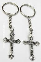 Crucifix Catholic Key Ring Jesus Holy Cross Silver-tone Keyring