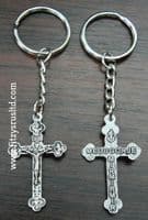 Crucifix Catholic Key Ring Jesus Holy Cross Silver-tone Keyring