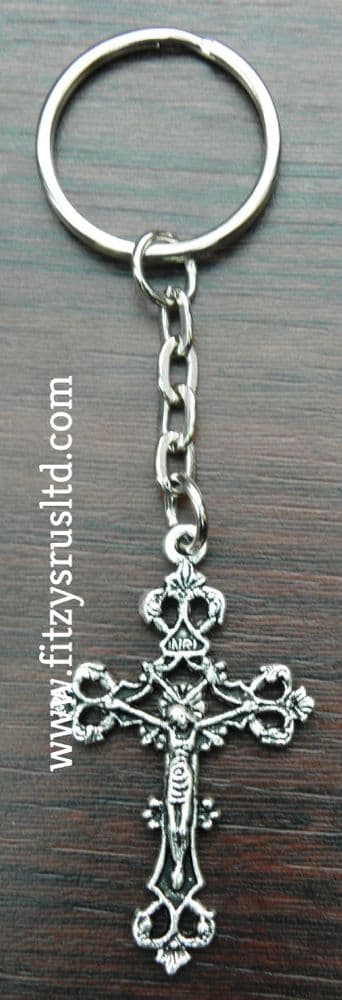 Crucifix Key Ring Catholic Keyring Jesus Christ Large Holy Cross