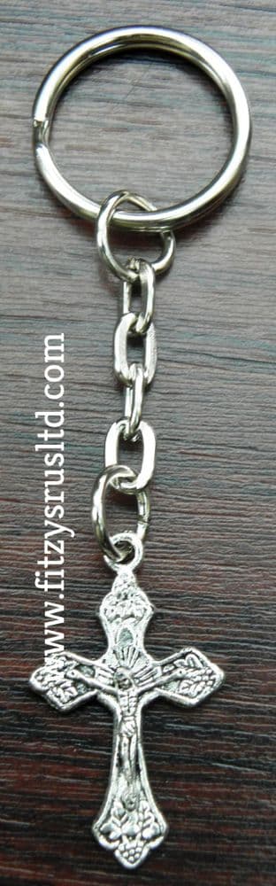 Crucifix Key Ring Catholic Small Keyring Jesus Christ