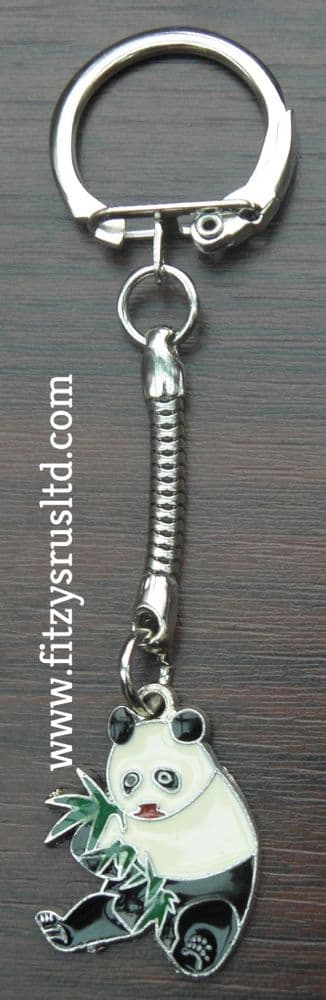 Cute Cuddly Panda Bear Metal Key Ring Coloured Keyring