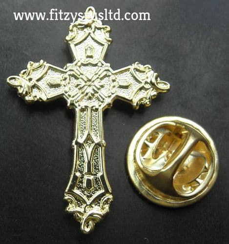 Gold-Colour Holy Cross Lapel Cap Hat Tie Pin Badge Religious Christian Brooch