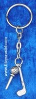 Golf Club Tee & Ball Keyring Golfers Golfing Key Ring Gift Souvenir