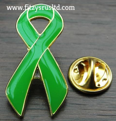 GREEN RIBBON LAPEL PIN BADGE AWARENESS BROOCH