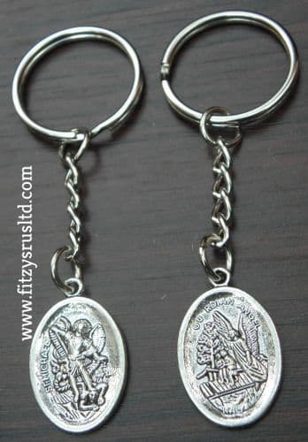 Guardian Angel St Michael Keyring Metal Saint Miguel Key Ring