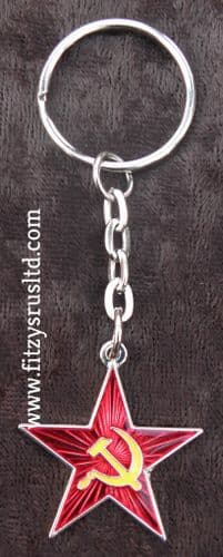Hammer & Sickle Red Star Communist Keyring Revolution Socialist USSR Key Ring