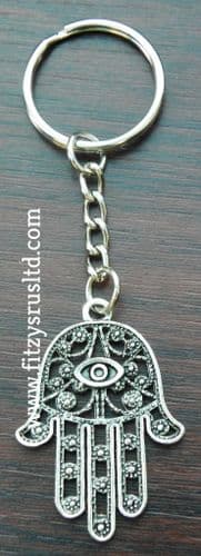 Hamsa Turkish Evil Eye Keyring Khamsa hand of Fatima Amulet Lucky Key Ring