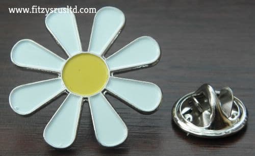 Hippy Daisy Lapel Pin Badge Flower Power Peace Symbol
