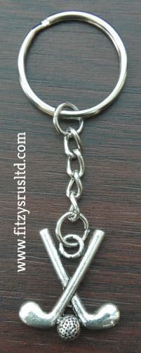 Hockey Sticks & Ball Keyring Key Ring Gift Souvenir