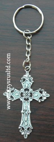 Holy Silver-tone Cross Keyring Religious Christian Key Ring Gift Souvenir