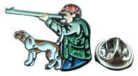 Hunter & Hunting Dog Lapel Cap Hat Tie Pin Badge Brooch Gun Shooting Rifle Gift