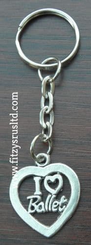 I Love Ballet Keyring Ballerina Dancer Small Key Ring Gift