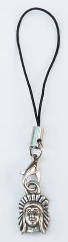 Indian Chief Head Mobile Phone Strap / Handbag Charm - Brand New