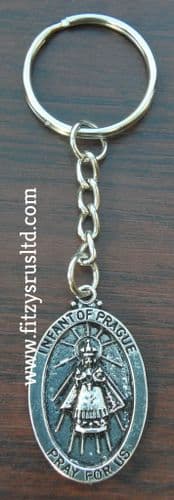 Infant of Prague Keyring Key Ring Holy Religious Oval Jesus Sacred Charm