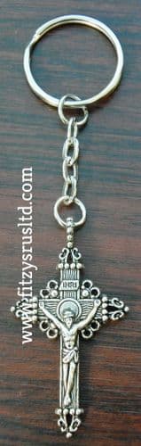 INRI Crucifix Keyring Holy Jesus Cross Key Ring Religious Catholic Gift