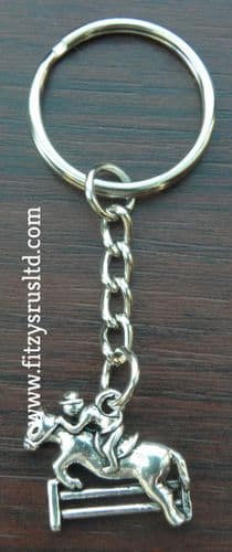 Jockey Show Horse Jumping Sticks Keyring Gift Key Ring Racing Race Fans Souvenir