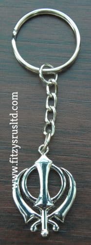 Khanda Keyring Sikh Symbol Emblem of Sikhism Deg Teg Fateh Key Ring Souvenir