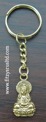 Kwan Yin Keyring Gold-tone Bodhisattva Buddhist Buddha Guanyin Key Ring Souvenir
