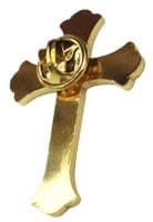 Large Gold-Coloured Crucifix Lapel Pin Badge Catholic Holy Cross Brooch Gift New