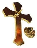 Large Gold-Coloured Crucifix Lapel Pin Badge Catholic Holy Cross Brooch Gift New